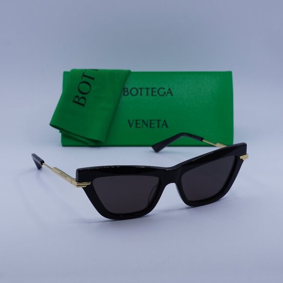 Bottega Veneta BV1241S 001 Cat Eye Sunglasses - Black/Gold/Grey - Picture 1 of 11